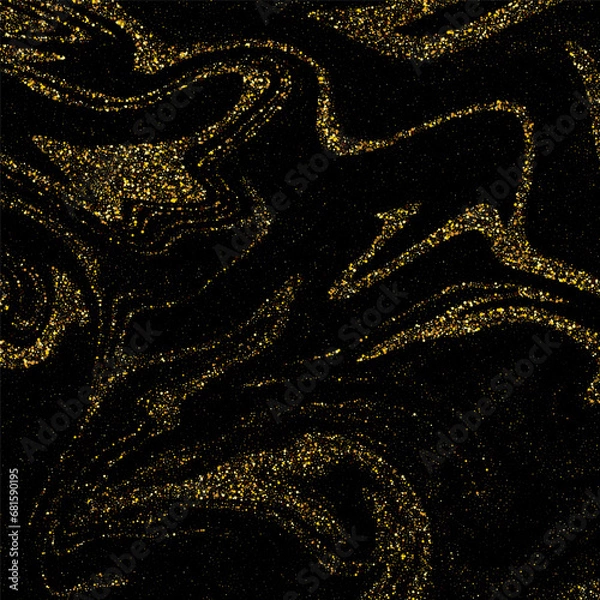 Obraz Dark background with bright gold dust confetti. Design element