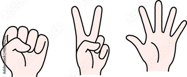 Obraz じゃんけん　シンプル　線画