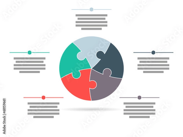 Fototapeta Colorful five sided puzzle presentation infographic template