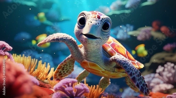Fototapeta turtle swimming