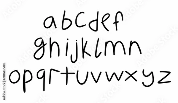 Fototapeta Scribble black english latin abc alphabet font A to Z collection. Vector illustration in doodle hand drawn style isolated on white background. For menu, logo, learning, naming, design, school, card.
