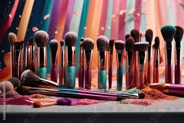 Obraz make up brushes in a box