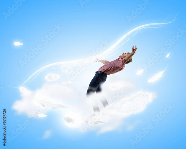 Fototapeta Man evading from items