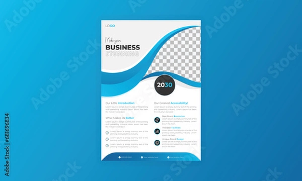 Fototapeta Flyer design, cover modern layout, flyer in A4 with colorful shapes,  market with light background.