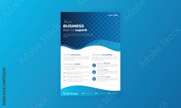 Fototapeta Corporate business flyer design, digital marketing agency flyer design, cover modern layout, flyer in A4 template