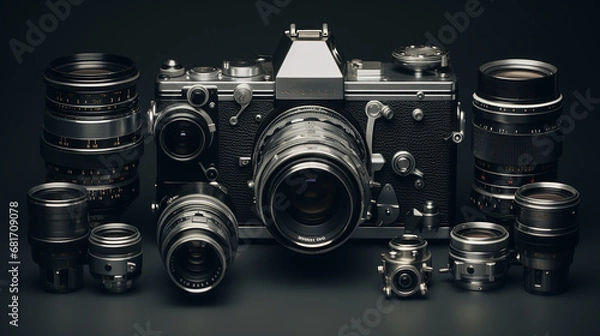 Fototapeta Professional Camera Setup: Isolated Presentation