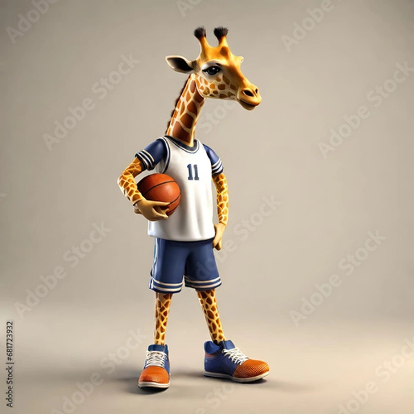 Fototapeta basketball player giraffe, Generative AI