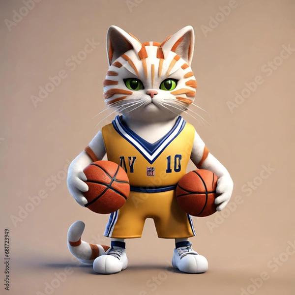 Fototapeta basketball player cat, Generative AI