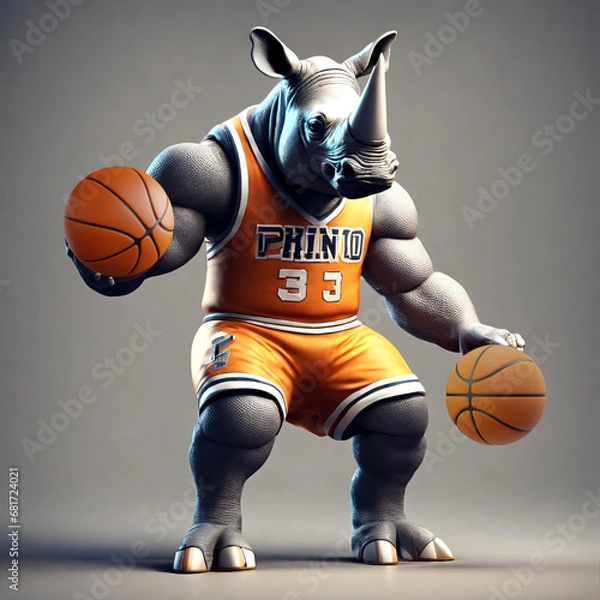 Fototapeta basketball player rhino, Generative AI