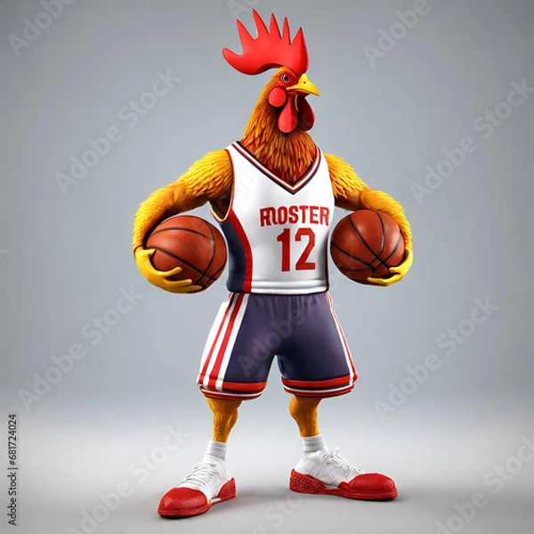 Fototapeta basketball player rooster, Generative AI