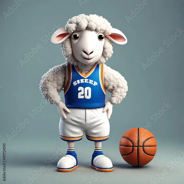 Fototapeta basketball player sheep, Generative AI