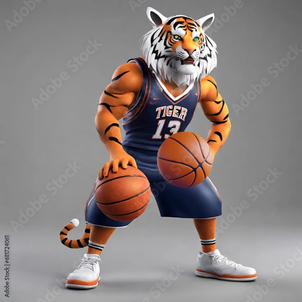 Fototapeta basketball player tiger, Generative AI