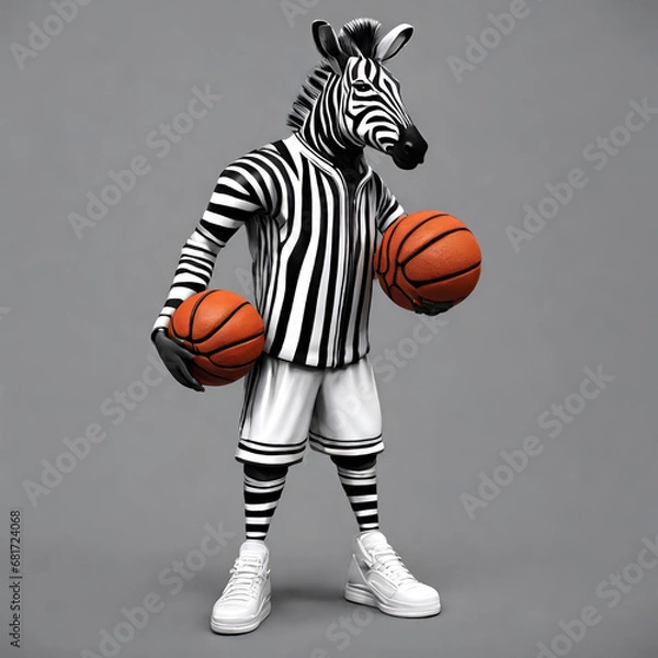 Fototapeta basketball player zebra, Generative AI