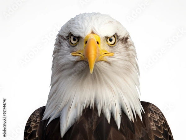 Fototapeta Bald Eagle Studio Shot Isolated on Clear White Background, Generative AI