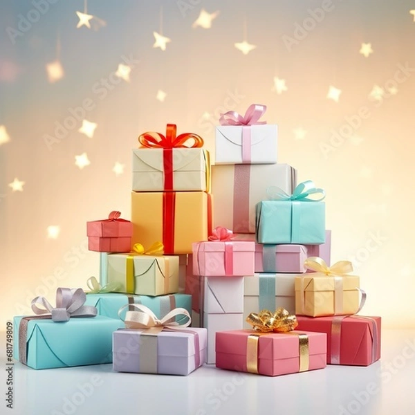 Fototapeta Ein Stapel mit schönen Geschenken