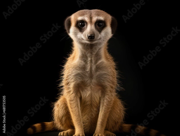 Fototapeta Meerkat Studio Shot Isolated on Clear Black Background, Generative AI