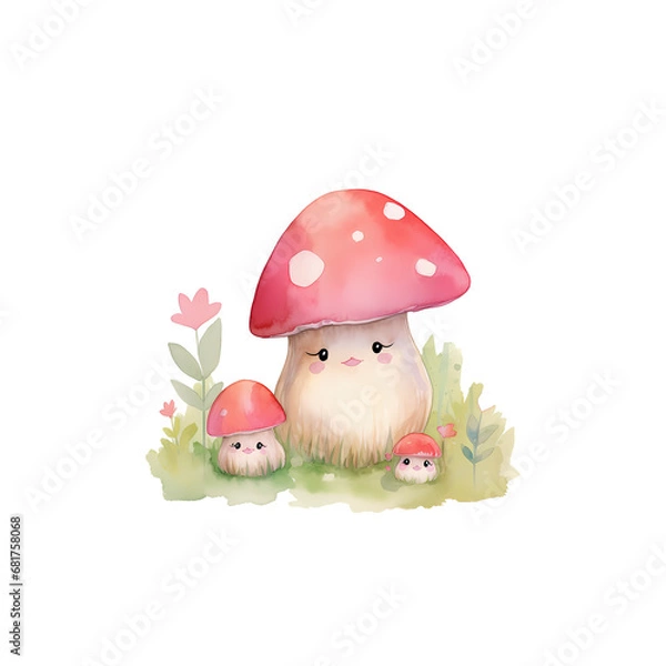 Fototapeta ai generated, layered, no background, watercolor mushroom, png file