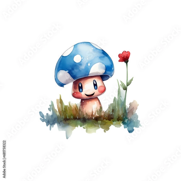 Fototapeta ai generated, layered, no background, watercolor mushroom, png file