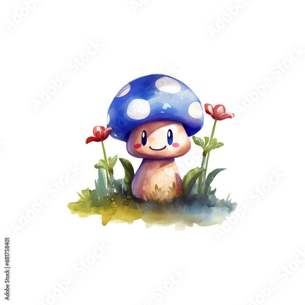 Fototapeta ai generated, layered, no background, watercolor mushroom, png file
