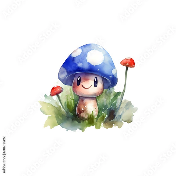 Fototapeta ai generated, layered, no background, watercolor mushroom, png file
