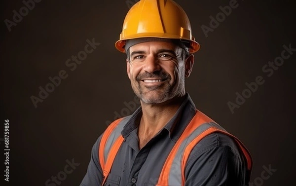 Fototapeta A smiling construction worker