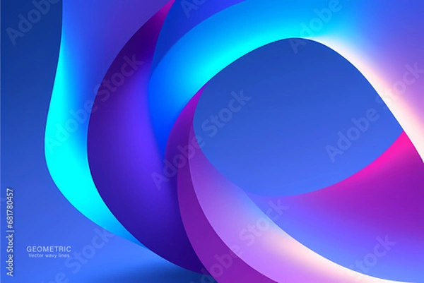 Fototapeta Minimal Abstarct Dynamic textured background design in 3D style with blue and purple colors. Vector illustration.