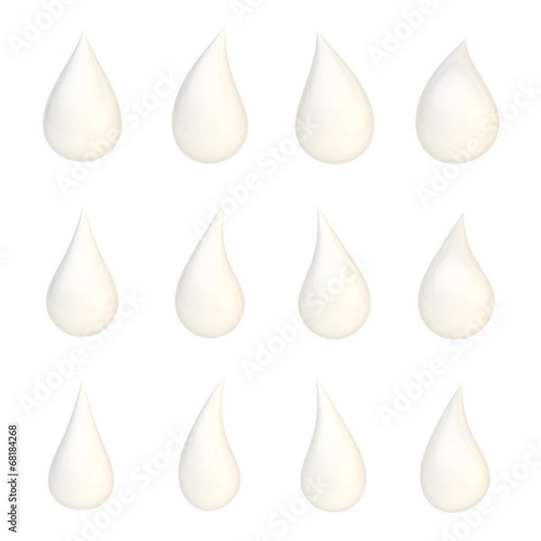 Fototapeta Set of twelve liquid drops isolated