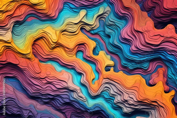 Obraz abstract paper cut wavy liquid background layout design.