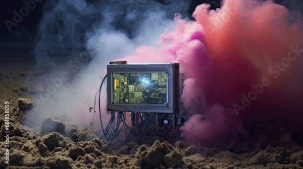 Fototapeta Smart dust advanced technology innovative microscopic sensors environmental monitoring futuristic