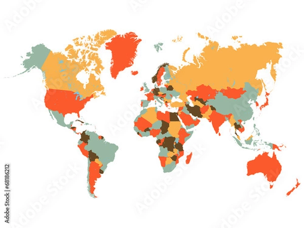 Obraz Ilustracja kolorowy mapa świata