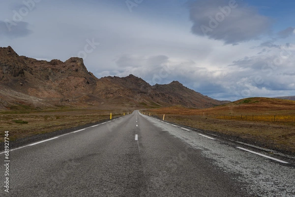 Obraz gray asphalt road to the mountains