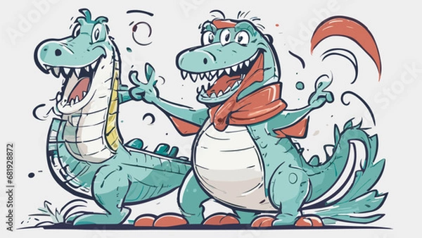 Fototapeta Crocodile cartoon character illustration vector image. Aligator wild design graphic design image
