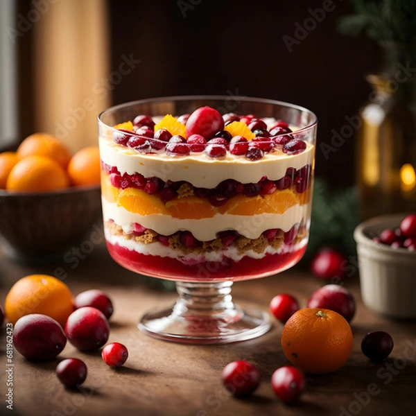 Obraz Cranberry and Orange Trifle - A Festive Delight