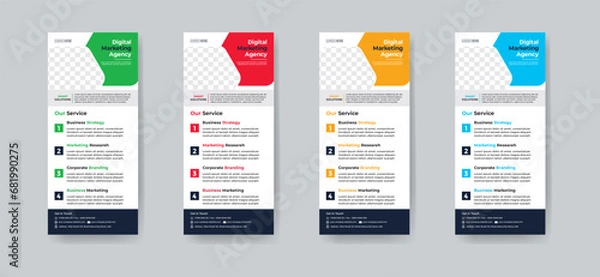 Fototapeta Modern creative corporate business dl flyer or rack card layout concept background flyer brochure cover template for grow up your business to the next level