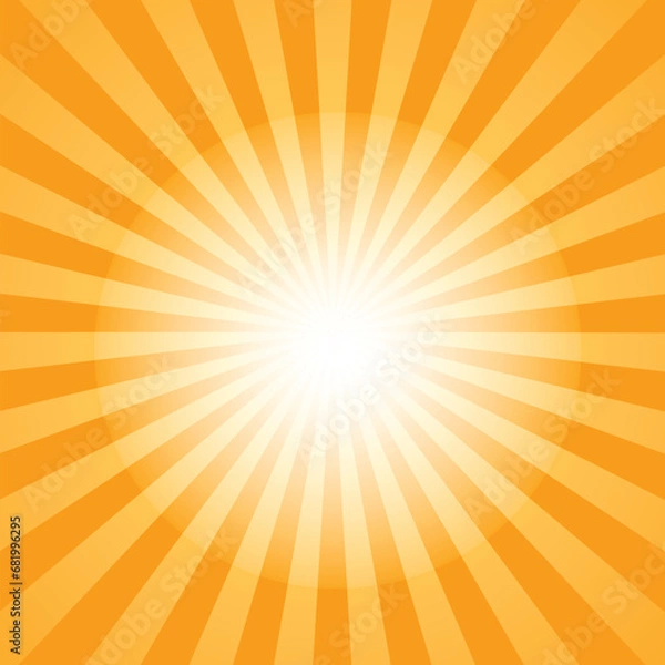 Fototapeta Orange background with white sun ray pattern of starburst. Abstract texture with flash