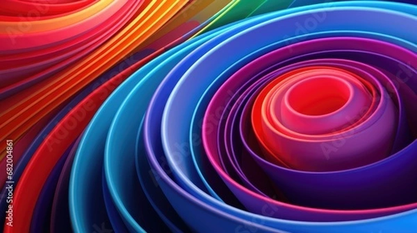 Obraz Psychedelic concentric circles background. Abstract concentric rings background. Color geometric design. Technology pattern. Generated by artificial intelligence