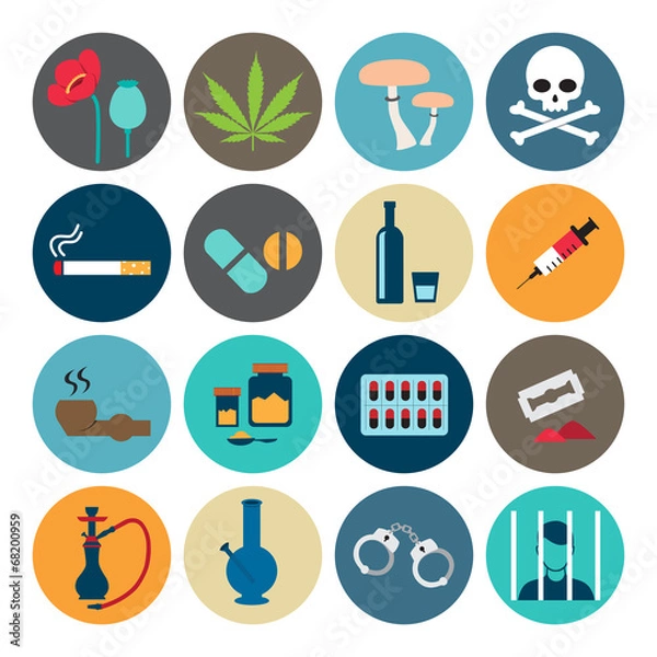 Obraz Narcotic drugs flat icon