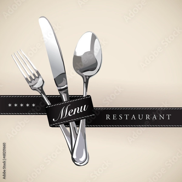 Obraz Menu Restaurant Catering Gastroservice Logo Black tie