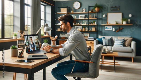 Obraz ホームオフィスでビジネスをリードする現代のプロフェッショナル