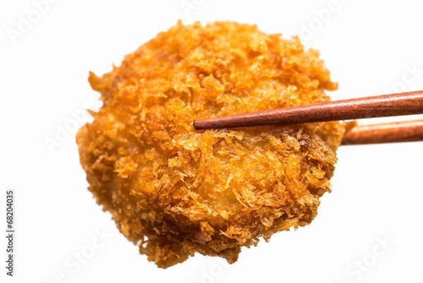 Obraz カツ とんかつ pork cutlet 白背景