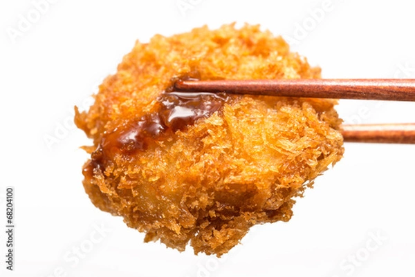 Obraz カツ とんかつ pork cutlet 白背景