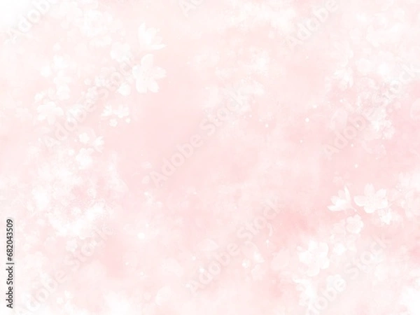 Obraz ピンクの水彩テクスチャ背景桜入り背景