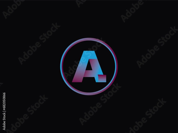 Fototapeta Typography A Logo Art, Initial a Circle Purple Color Logo With Black Background Design