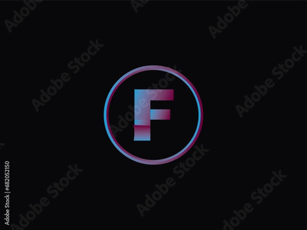 Fototapeta Typography F Logo Art, Initial f Circle Purple Color Logo With Black Background Design