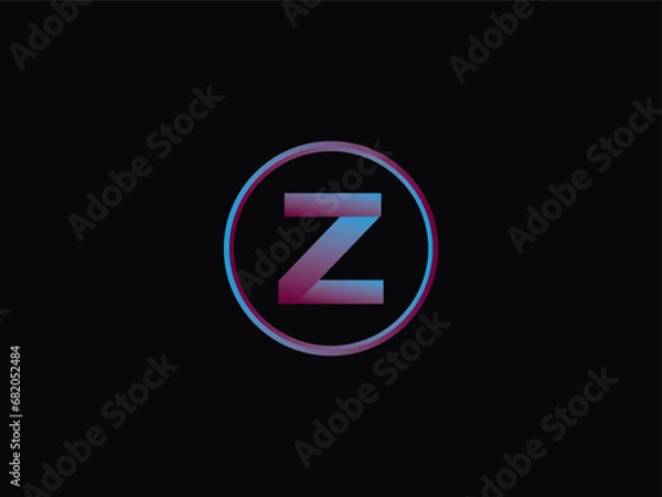 Fototapeta Typography Z Logo Art, Initial z Circle Purple Color Logo With Black Background Design
