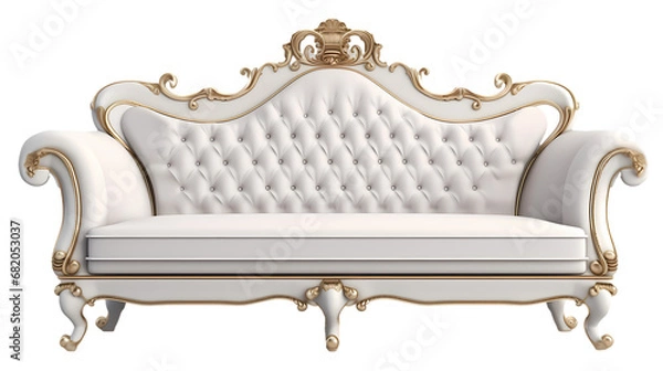 Fototapeta European style sofa on transparent background, white background, isolated, stool illustration