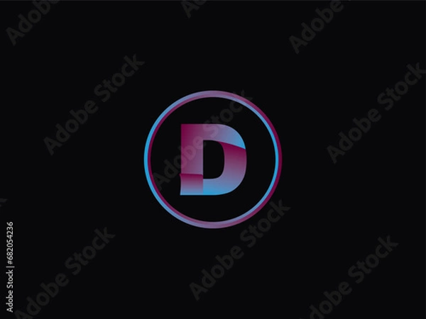 Fototapeta Typography D Logo Art, Initial d Circle Purple Color Logo With Black Background Design
