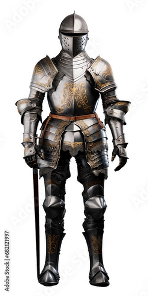 Fototapeta Renaissance Armor, transparent background, isolated image, generative AI