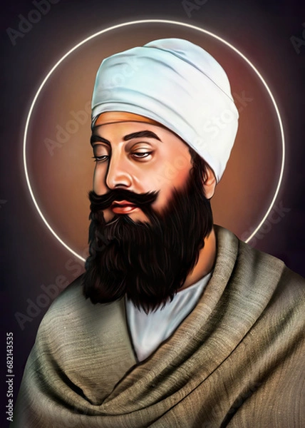 Fototapeta Guru Tegh Bahadur Ji Painting  which is also Known as Nineth Sikh Guru of Ten Guru's 