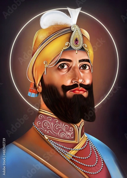 Fototapeta Guru Gobind Singh Ji Painting  which is also Known as Tenth Sikh Guru of Ten Guru's 